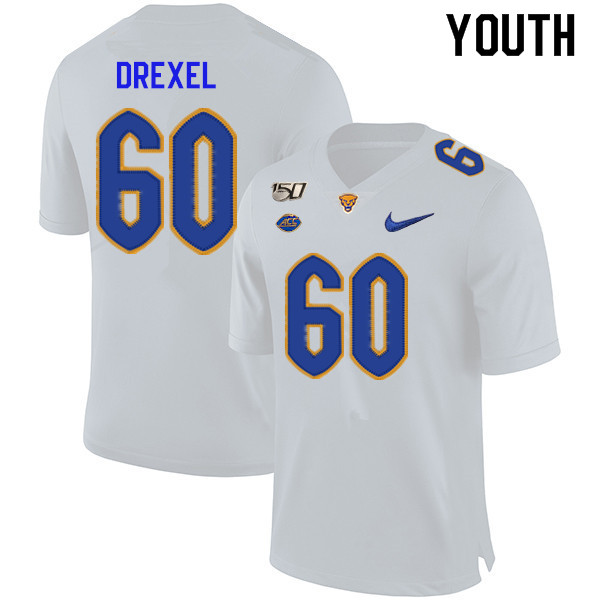 2019 Youth #60 Owen Drexel Pitt Panthers College Football Jerseys Sale-White